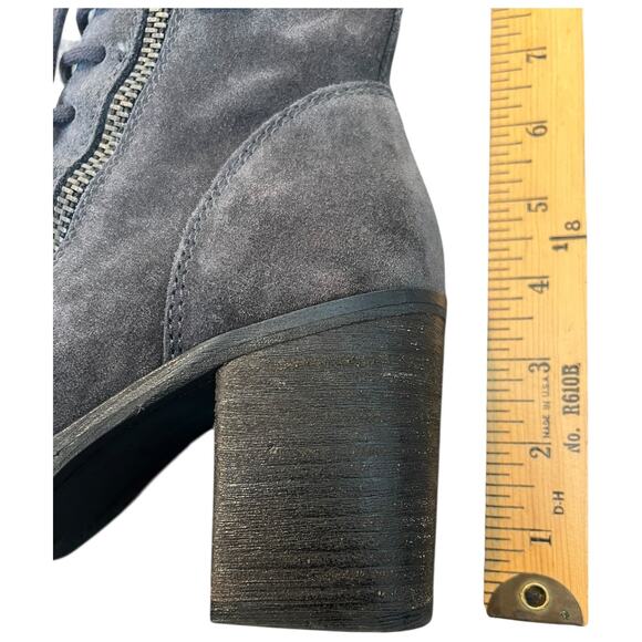 Dolce Vita Gray Suede Lace Up Ankle Boots Block Heel Side Zip - 9 - Picture 10 of 11